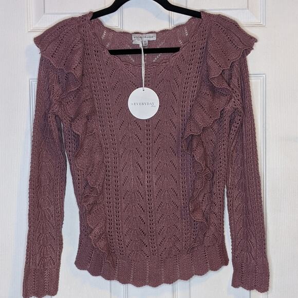 Pink Thread RP Everyday Shop Ruffle Pointelle Sweater XS - Picture 3 of 13